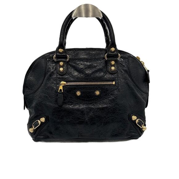 Balenciaga  Agneau‎ Giant 12 Gold Hardware Bowling Bag Black*AWESOME EDGY look! - Picture 1 of 16
